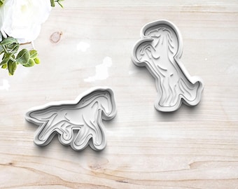 Horse Cookie Cutter Set | Polymer Clay Fondant Stamp | Embosser | Gift for Horse Lover | Pony | Stallion | Line Drawing | Customizable
