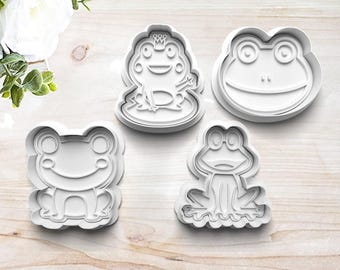 Cute Frog Prince Cookie Cutter Set | Polymer Clay Fondant Stamp Embosser | Cute Frogs | Gift for Frog Lover | 3D Printed | Customizable