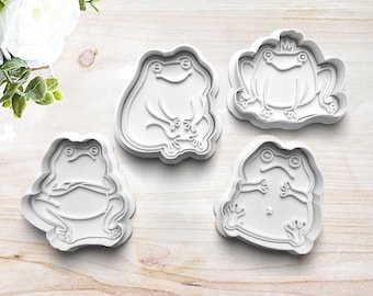 Cute Frog Prince Cookie Cutter Set | Polymer Clay Fondant Stamp Embosser | Cute Toad | Gift for Frog Lover | 3D Printed | Customizable