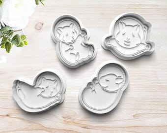 Cute Hamster Space Cookie Cutter Set | Polymer Clay Fondant Stamp Embosser | Funny Hamster Cookies | Gift for Hamster Lover | Customizable