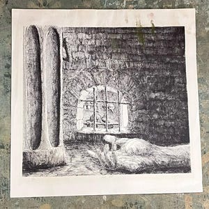 Vintage Artist Proof Etching Type Print Moody Original Signed Coyne Artist Proof