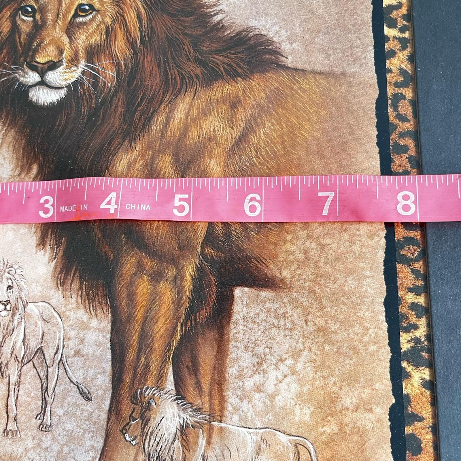VTG 1980s Lion Wildlife Print J Gibson Safari Animals Wall Art
