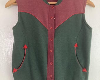 Danskin Vest Athletic Vintage Equestrian Western Color Block Cotton Poly Blend Sz Small