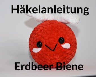 Dolce schema all'uncinetto per ape fragola in tedesco/Schema amigurumi PDF/Progetto fai da te all'uncinetto/Schema all'uncinetto per ape/Decorazione estiva con figura all'uncinetto/Uncinetto