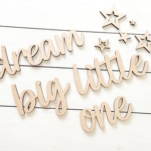 Wooden Lettering ‘Dream big little one’ Girls Boys Bedroom Nursery Wall Decor Art Feature Play Room Neutral