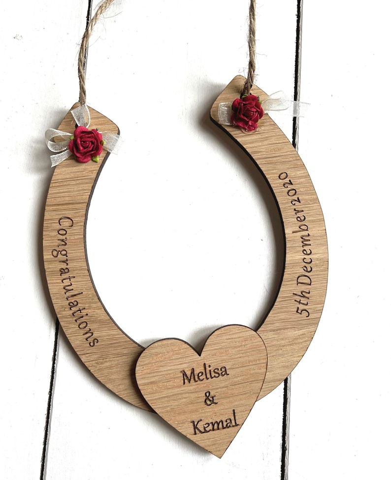 Personalised Wedding Wooden Horseshoe Good Luck Bride & Groom Etsy UK