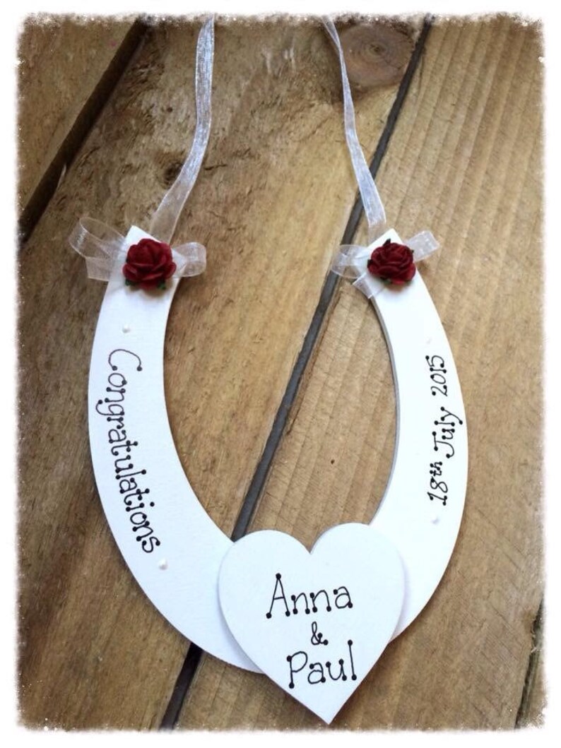 Personalised Wedding Wooden Horseshoe Good Luck Bride & Groom Etsy