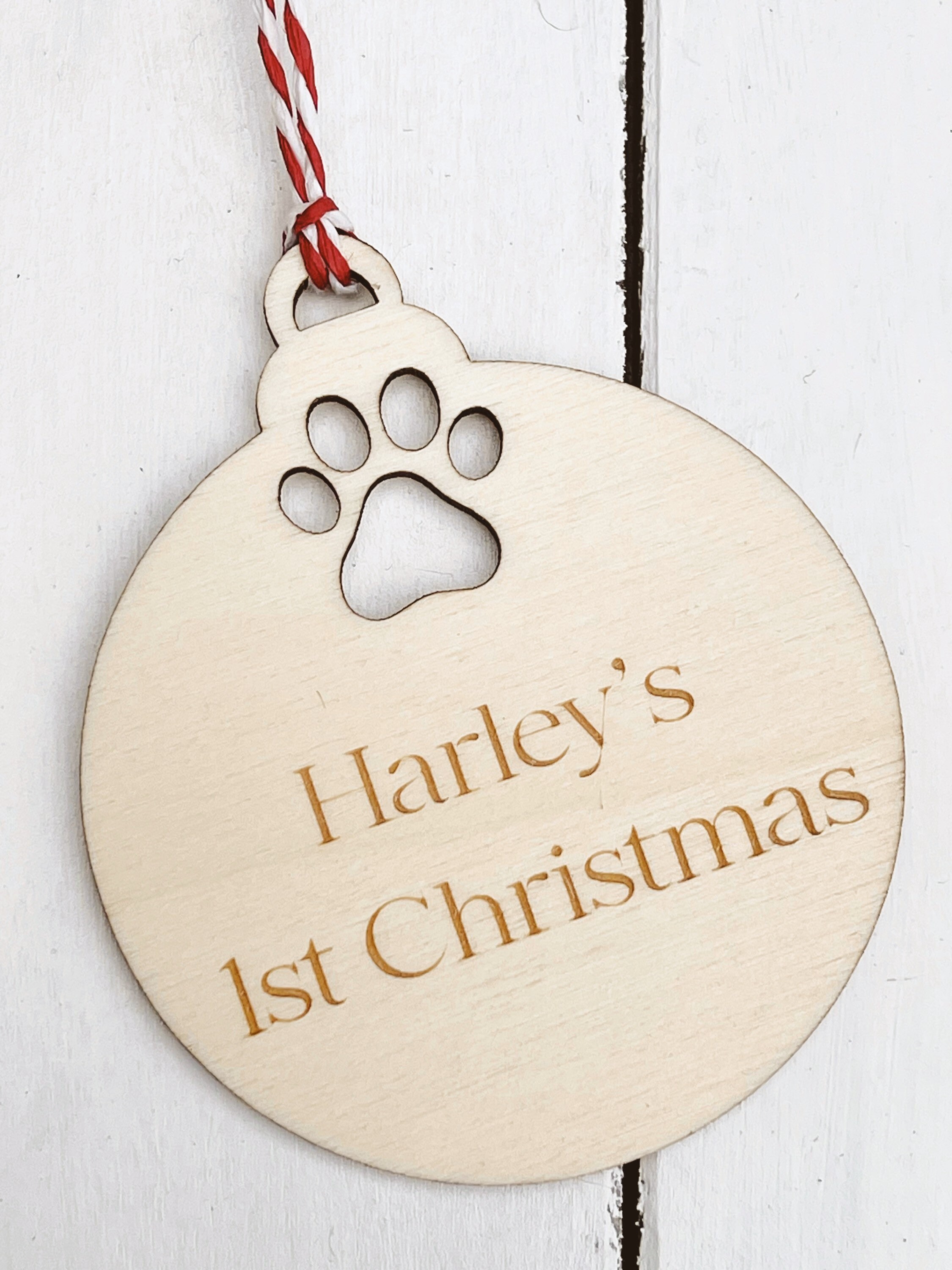 Pet Christmas Tree Decoration Personalised Dog Cat Wood Bauble Etsy UK