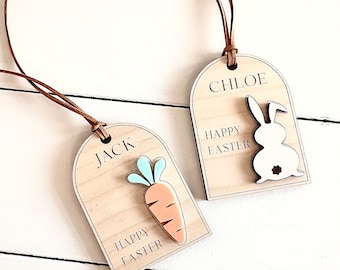 Easter Personalised Decoration Name Gift Tags Carrot Bunny Rabit Basket Egg Hunt