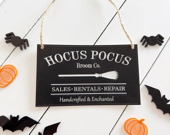 Hocus Pocus Broom Co Sign Halloween Decor Decoration Autumn Home