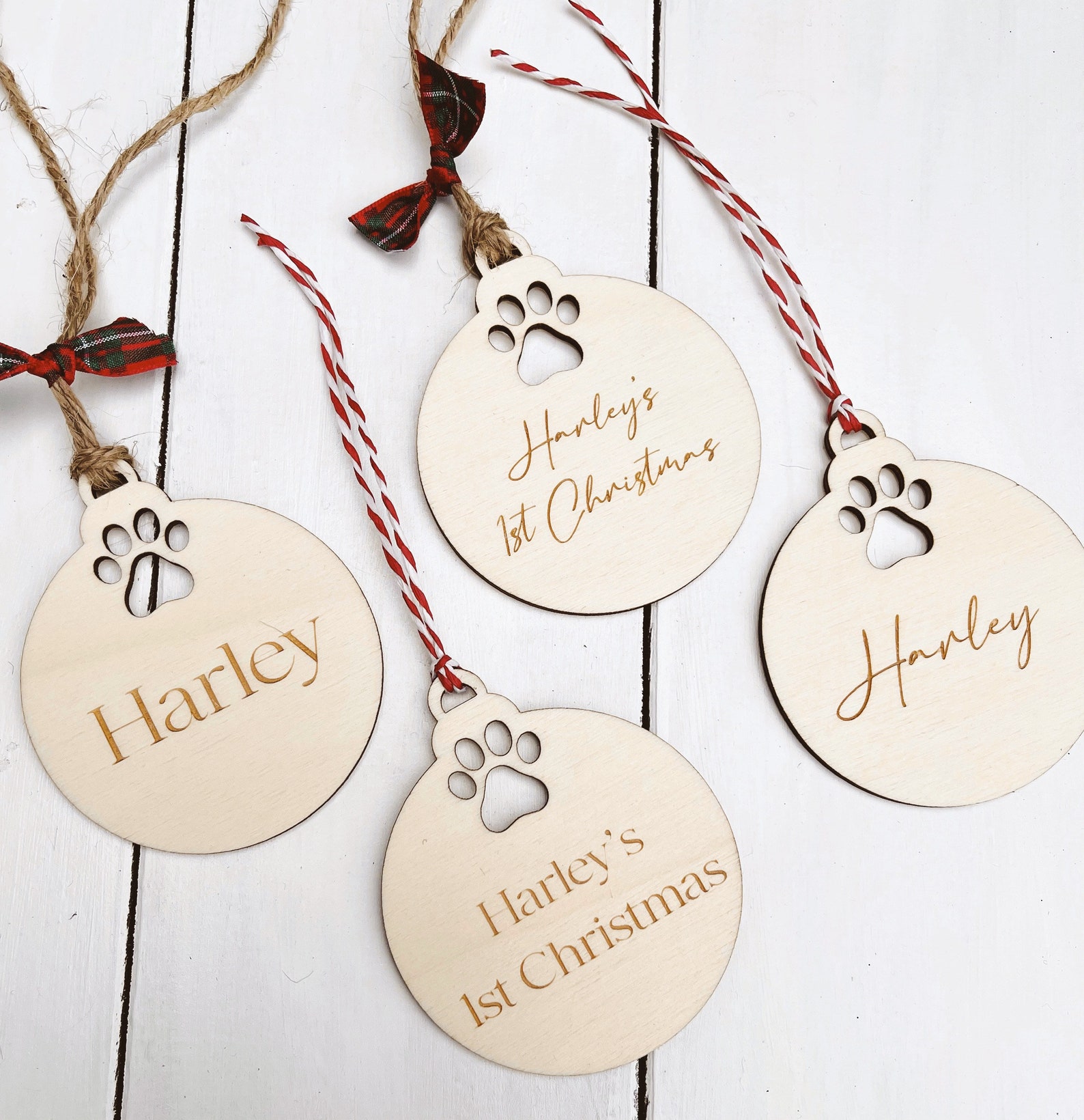 Pet Christmas Tree Decoration Personalised Dog Cat Wood Bauble Etsy UK