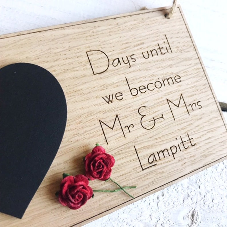 Wedding Countdown Personalised Oak Plaque Sign Engagement ...