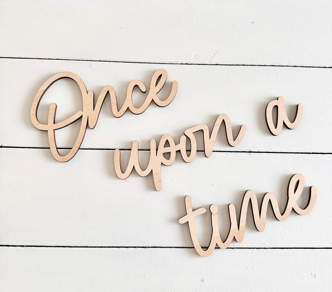 Wooden 'once Upon a Time' Wall Lettering, Nursery Room Bookshelf Book ...