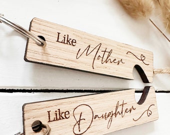 Keyrings Mother’s Day Gift | Wooden | Mum Mother Mummy | Grandmother |  Mother Like Daughter | Children | Keepsake | Pair | Acrylic