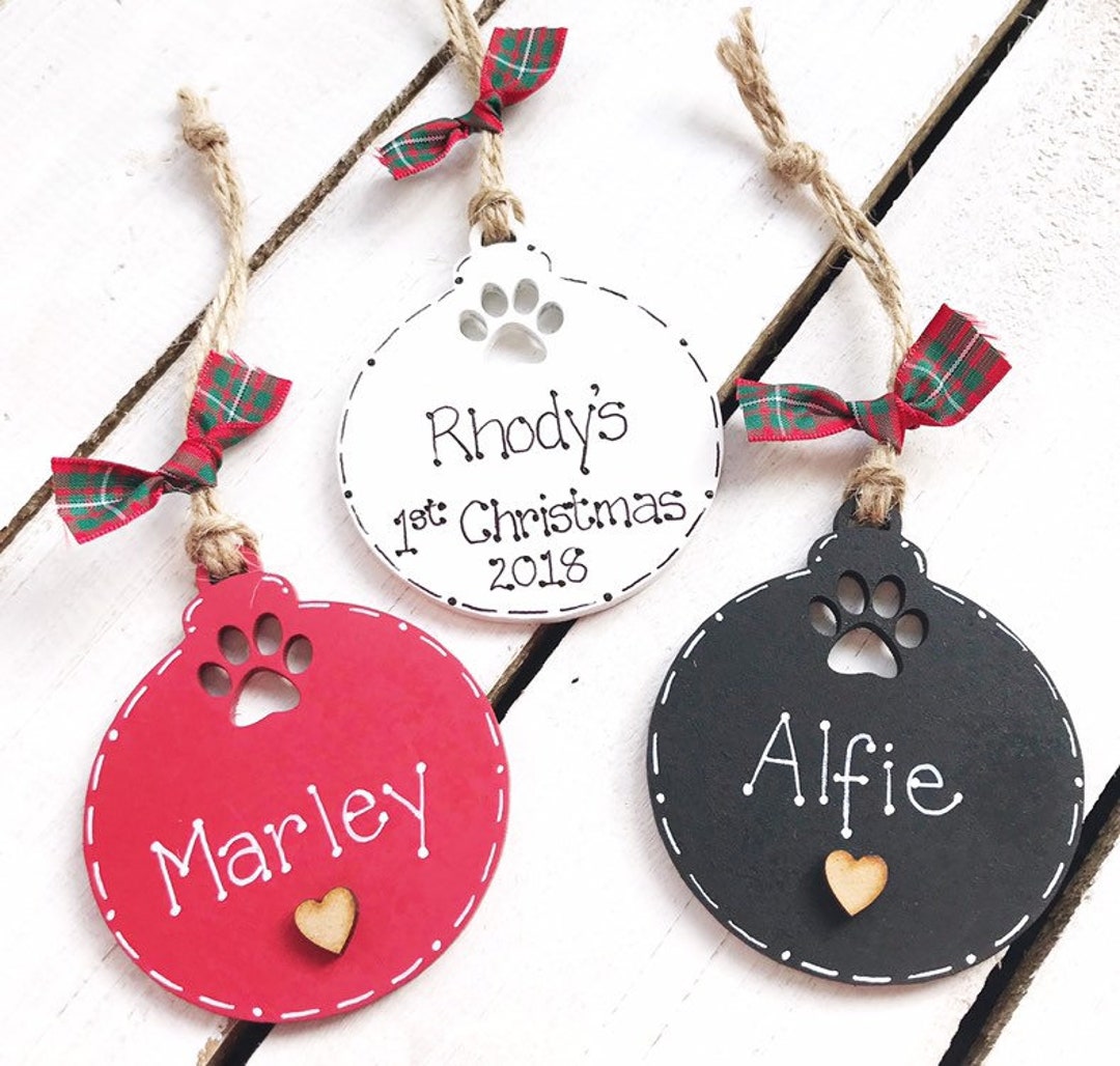 Pet Christmas Tree Decoration Personalised Dog Cat Wood Bauble 2023