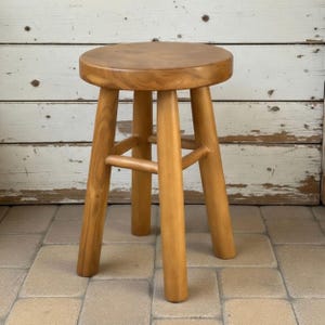 Handmade Round Teak Stool – Rustic Organic Accent Seat for Kitchen, Bathroom & Entryway