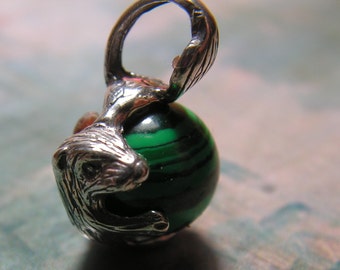 Sea Otter Pendant Sterling Silver With Malachite