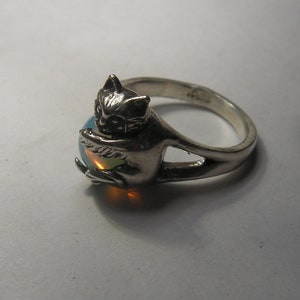 Kitten Ring with Opalite and Sterling Silver