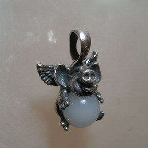 Flying Pig Pendant With Moonstone In Sterling Silver