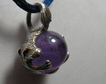 Sea Otter with Amethyst and Sterling Silver