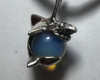 Shark Pendant with Opalite and Sterling Silver