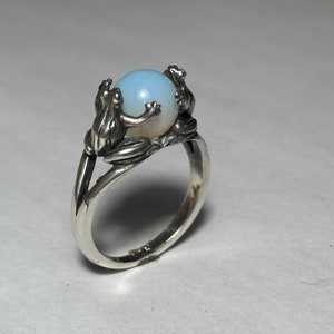 Frog Ring with Moonstone and Sterling Silver