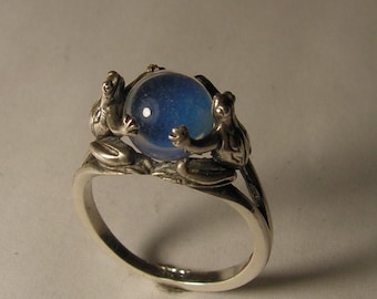 Frog Ring with Opalite in Sterling Silver