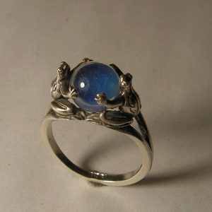 Frog Ring with Opalite in Sterling Silver