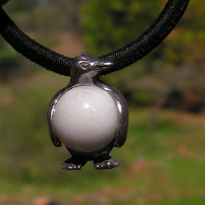 Penguin Pendant Sterling Silver With White Quartz