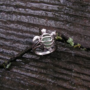 Sea Turtle Ring In Sterling Silver With Natural Aventurine image 5