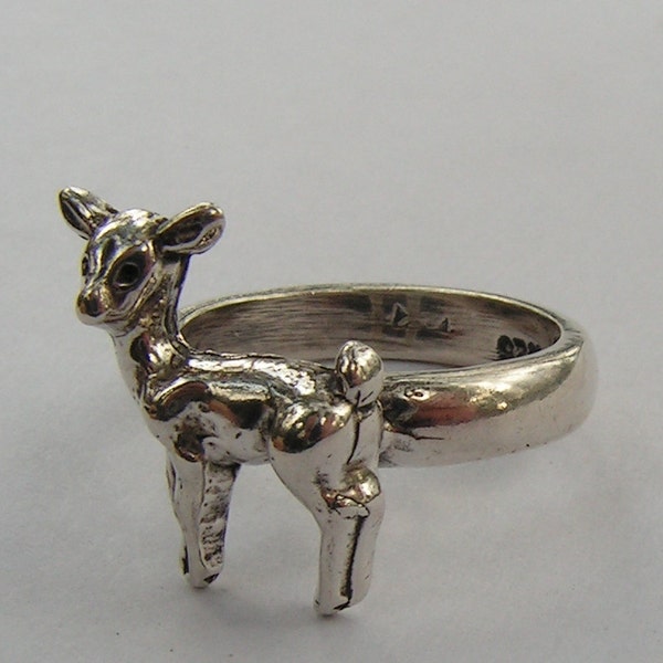 Bague faon en argent sterling