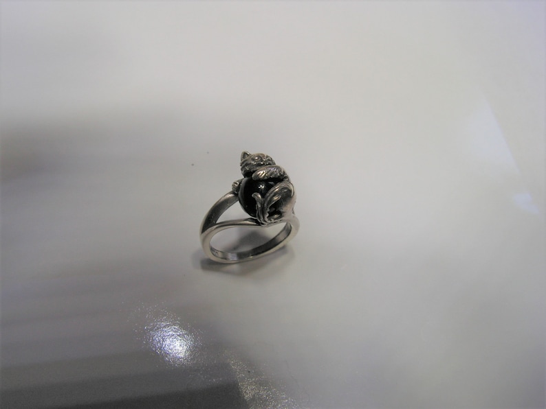 Kitten Ring With Black Onyx and Sterling Silver image 3