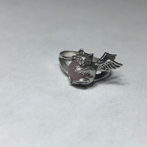 Angel Cat Ring With Aventurine In Sterling Silver image 2