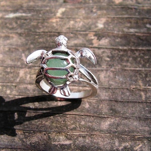 Sea Turtle Ring In Sterling Silver With Natural Aventurine image 3