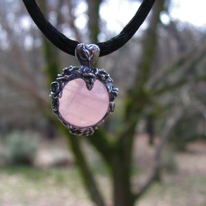 Roses Garden Pendant With Natural Rose Quartz And Sterling Silver image 2