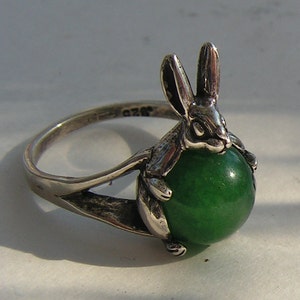 Rabbit Ring With Aventurine in Sterling Silver