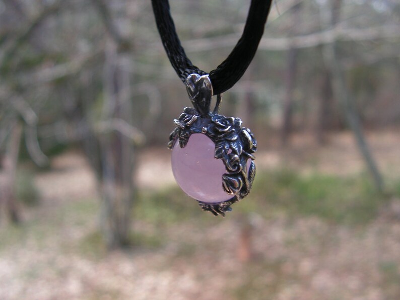 Roses Garden Pendant With Natural Rose Quartz And Sterling Silver image 3