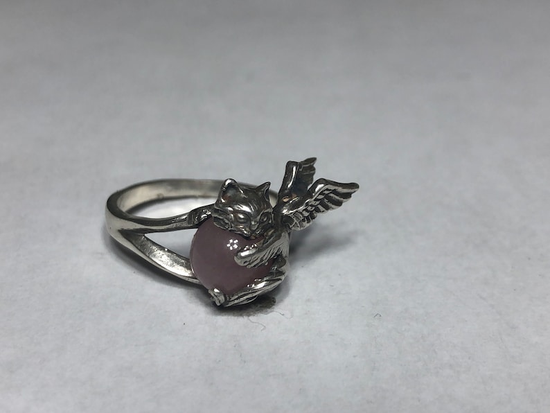 Angel Cat Ring With Aventurine In Sterling Silver image 9