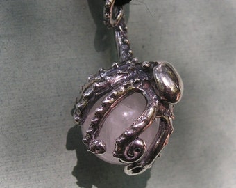 Pendentif Octopus en Argent Sterling Avec Quartz Rose