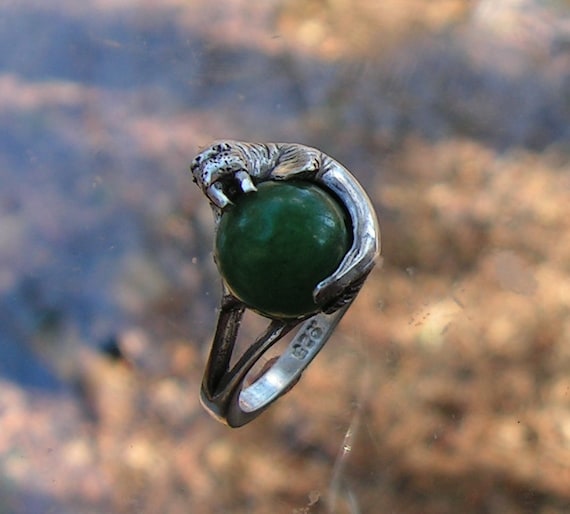 Walrus Ring With Aventurine in Sterling Silver Etsy Singapore