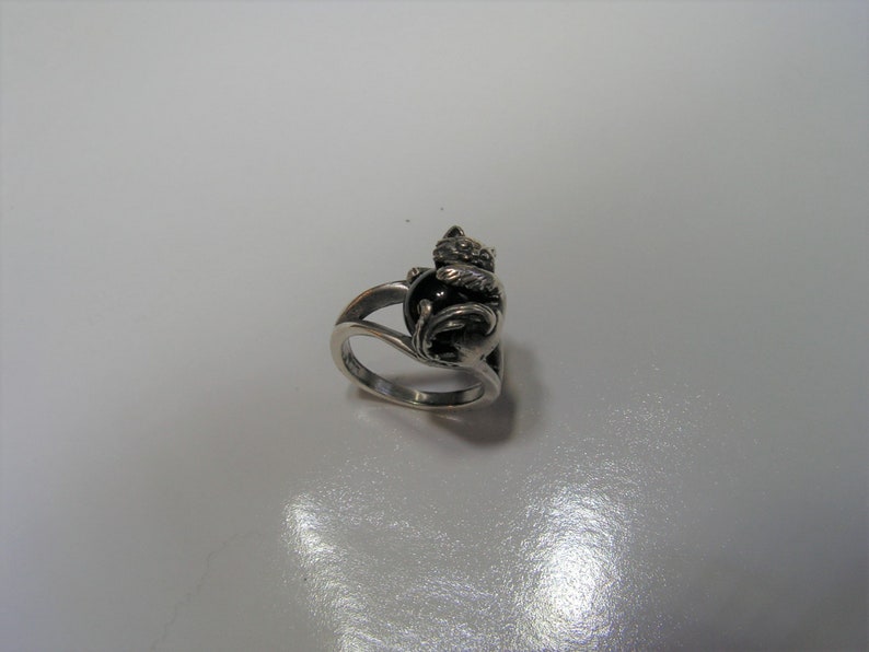 Kitten Ring With Black Onyx and Sterling Silver image 4