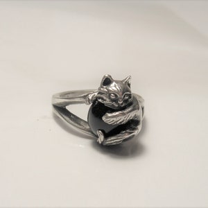 Kitten Ring With Black Onyx and Sterling Silver image 2