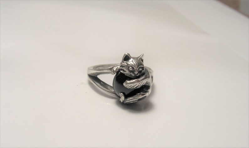 Kitten Ring With Black Onyx and Sterling Silver image 2