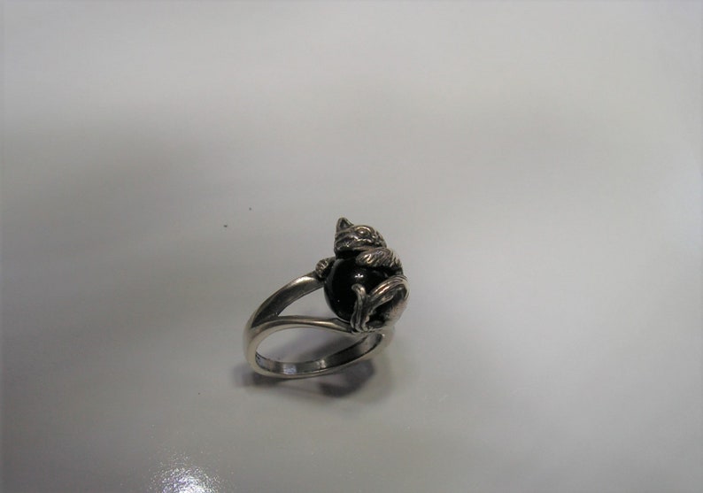 Kitten Ring With Black Onyx and Sterling Silver image 6