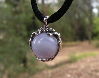 Colgante de sirenas con ágata de encaje azul y plata de ley