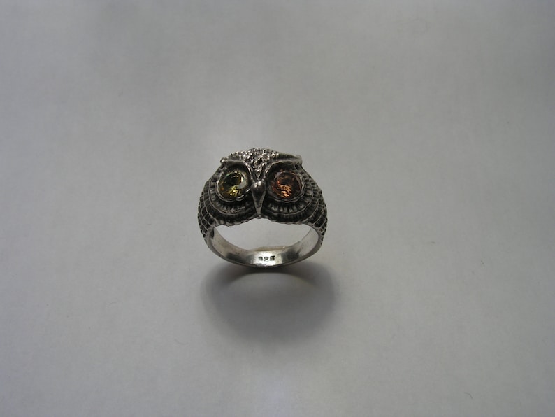 Owl Ring With Citrine Eyes in Sterling Silver - Etsy