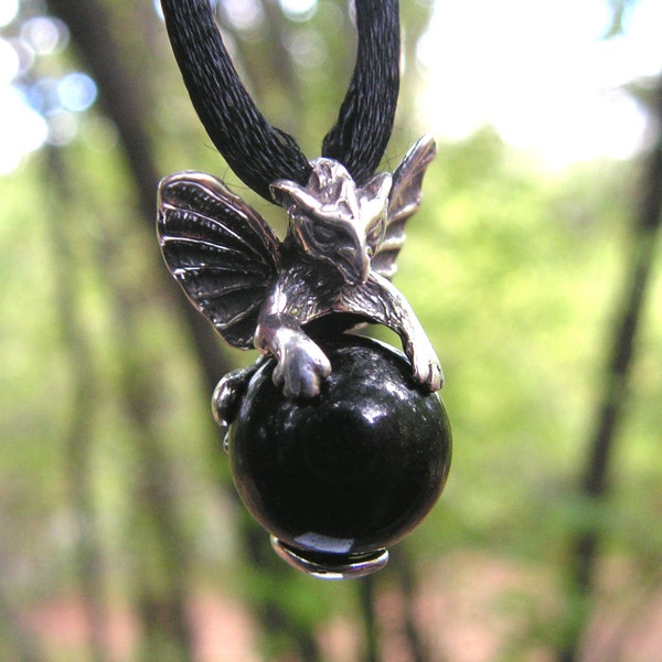 Gargoyle Pendant Sterling Silver With Black Onyx