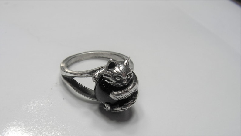 Kitten Ring With Black Onyx and Sterling Silver image 7