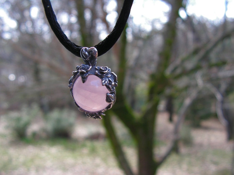 Roses Garden Pendant With Natural Rose Quartz And Sterling Silver image 5