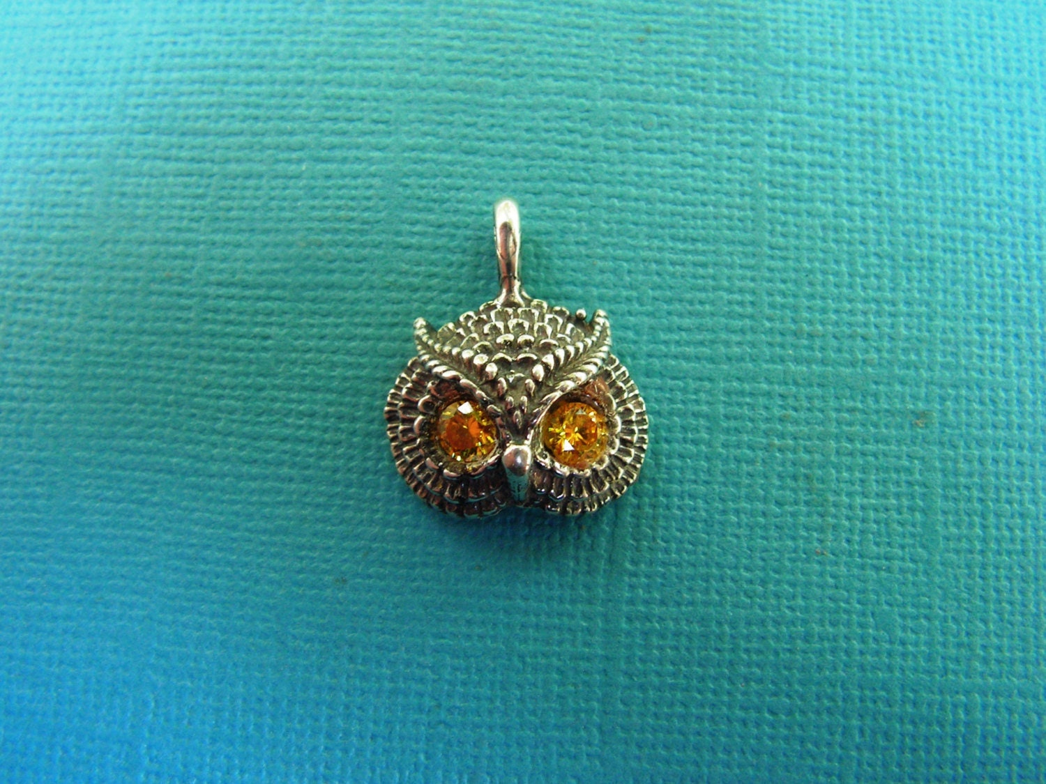 Owl Pendant With Citrine Eyes In Sterling Silver